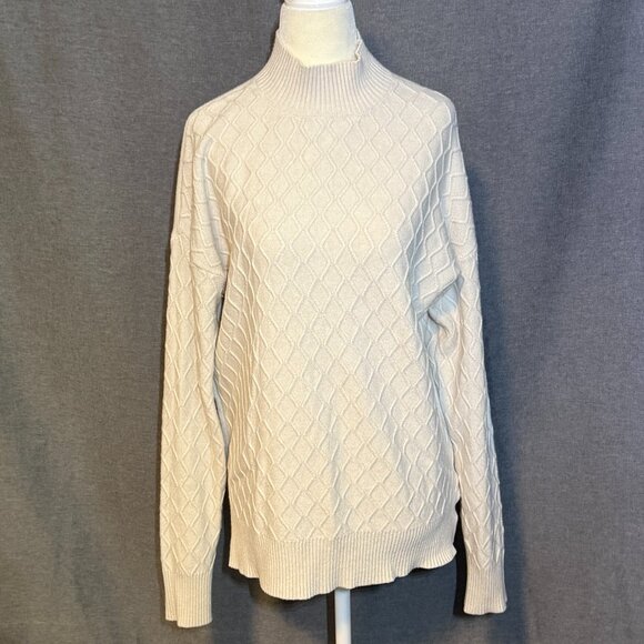 Cyrus Turtleneck Sweater Womens XL Cream Cable Knit Very Soft Classic - Picture 1 of 7
